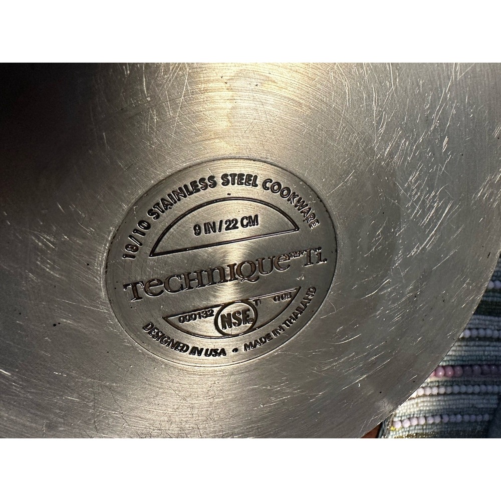 Technique Ti 9in/22cm 18/10 Stainless Steel Frying Pan Skillet, Silver & Copper